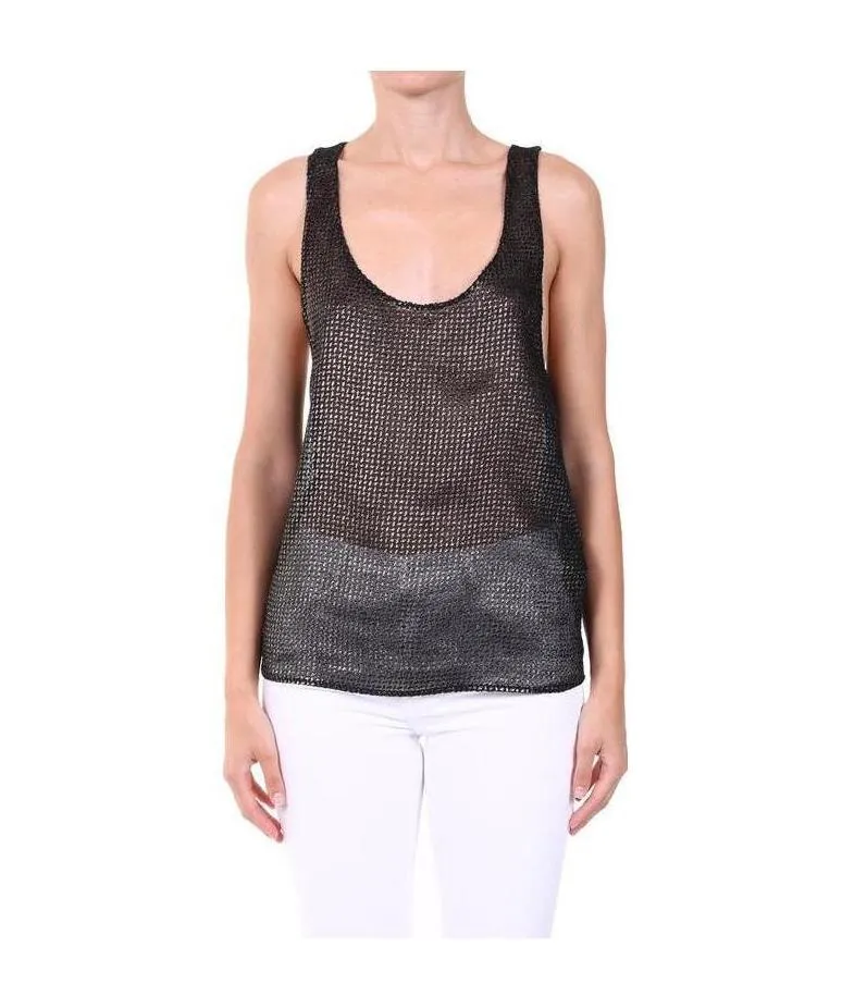 Saint Laurent Lamè Embroidered Tank Top
