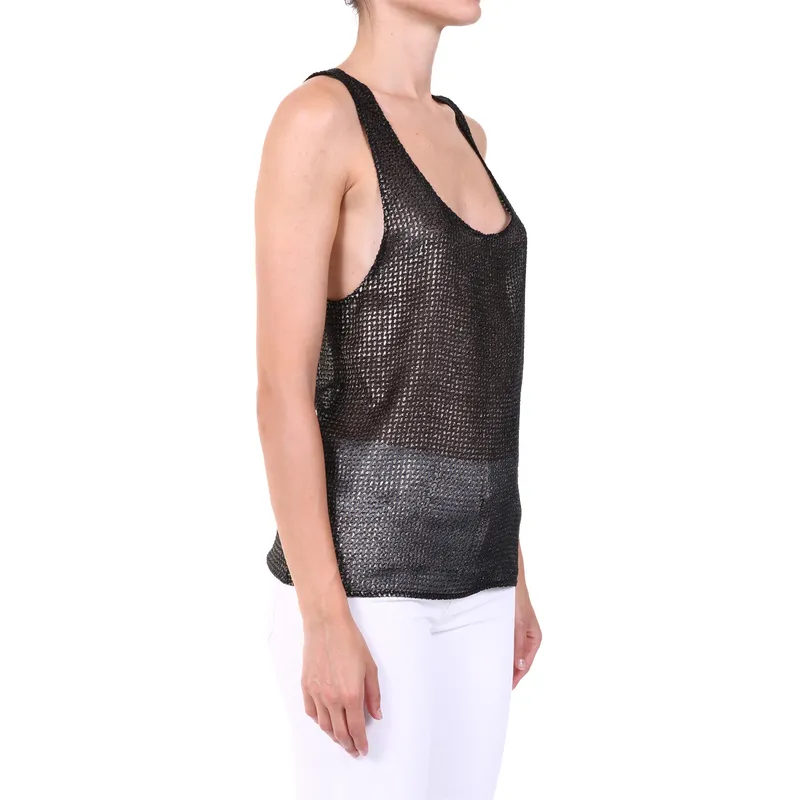 Saint Laurent Lamè Embroidered Tank Top
