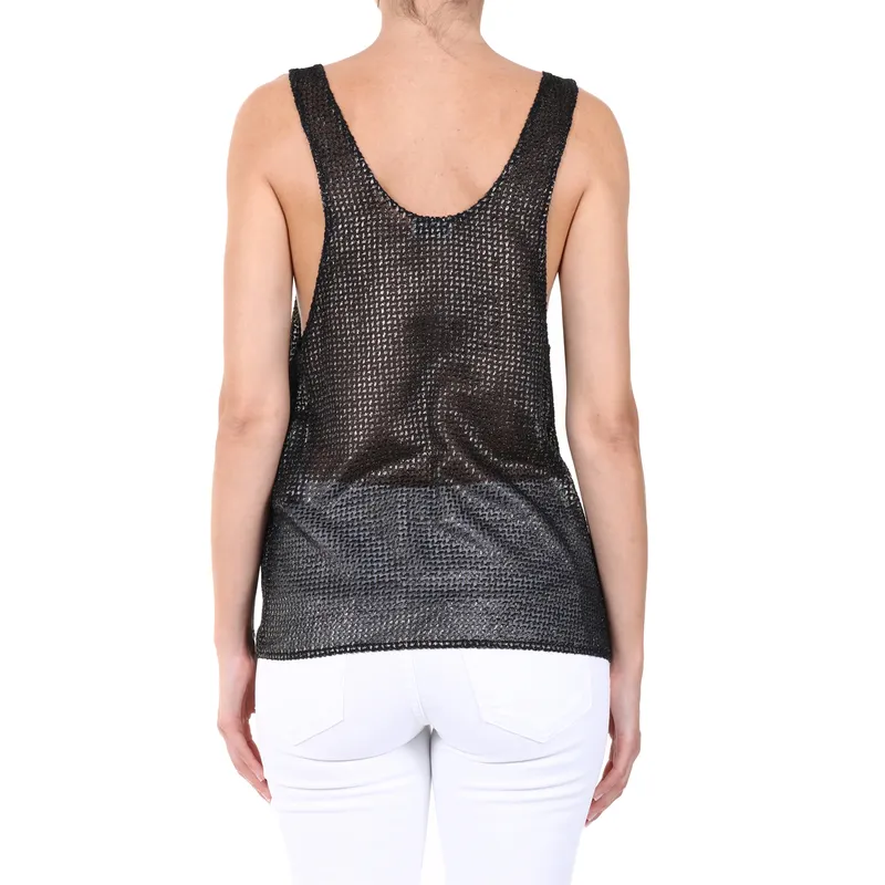 Saint Laurent Lamè Embroidered Tank Top