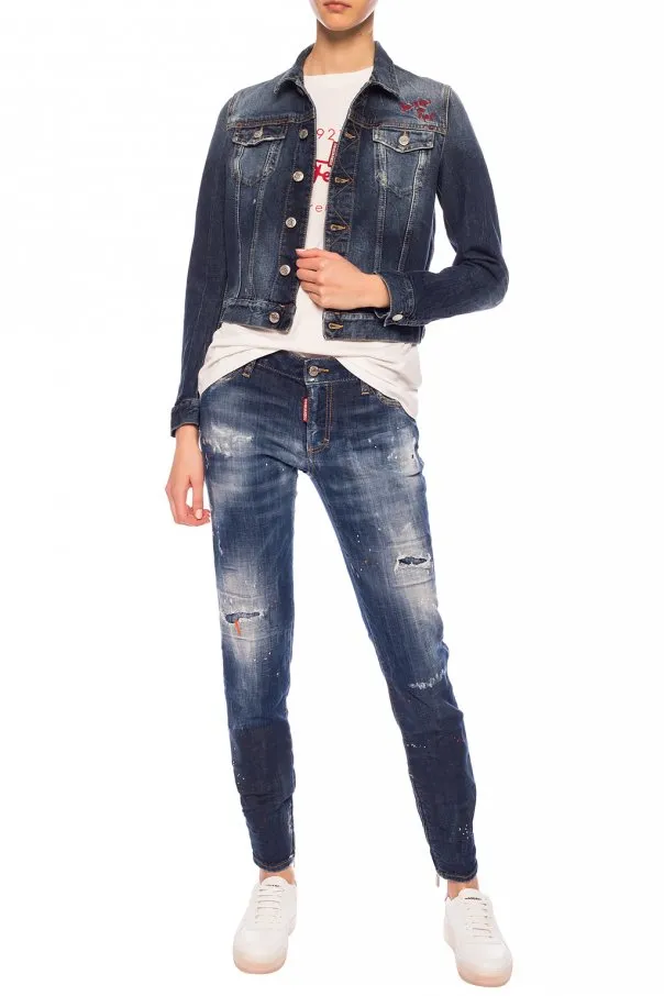 Cropped Embroidered Denim Jacket