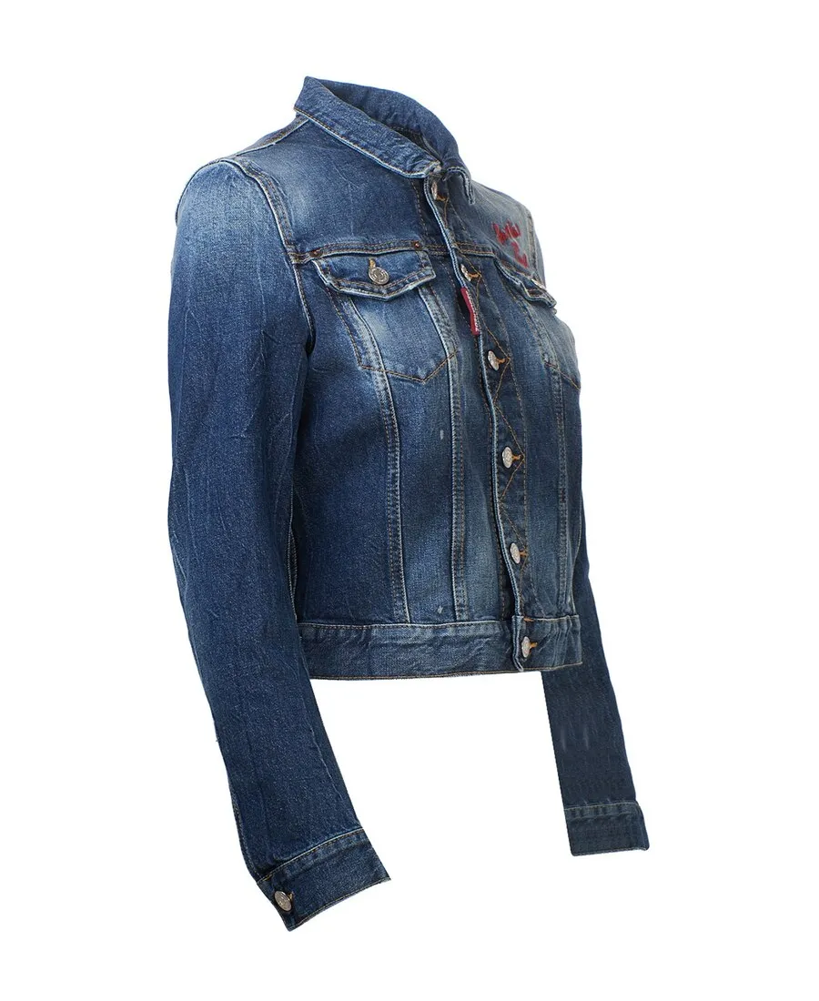 Cropped Embroidered Denim Jacket