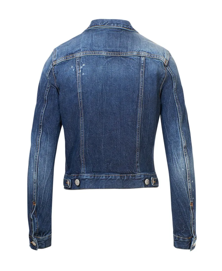 Cropped Embroidered Denim Jacket