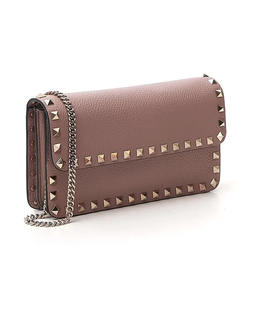 Valentino Garavani Rockstud Foldover Top Clutch Bag