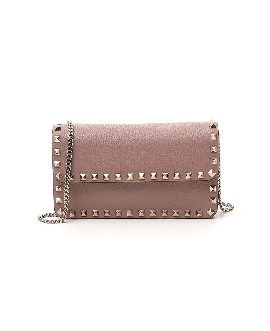 Valentino Garavani Rockstud Foldover Top Clutch Bag