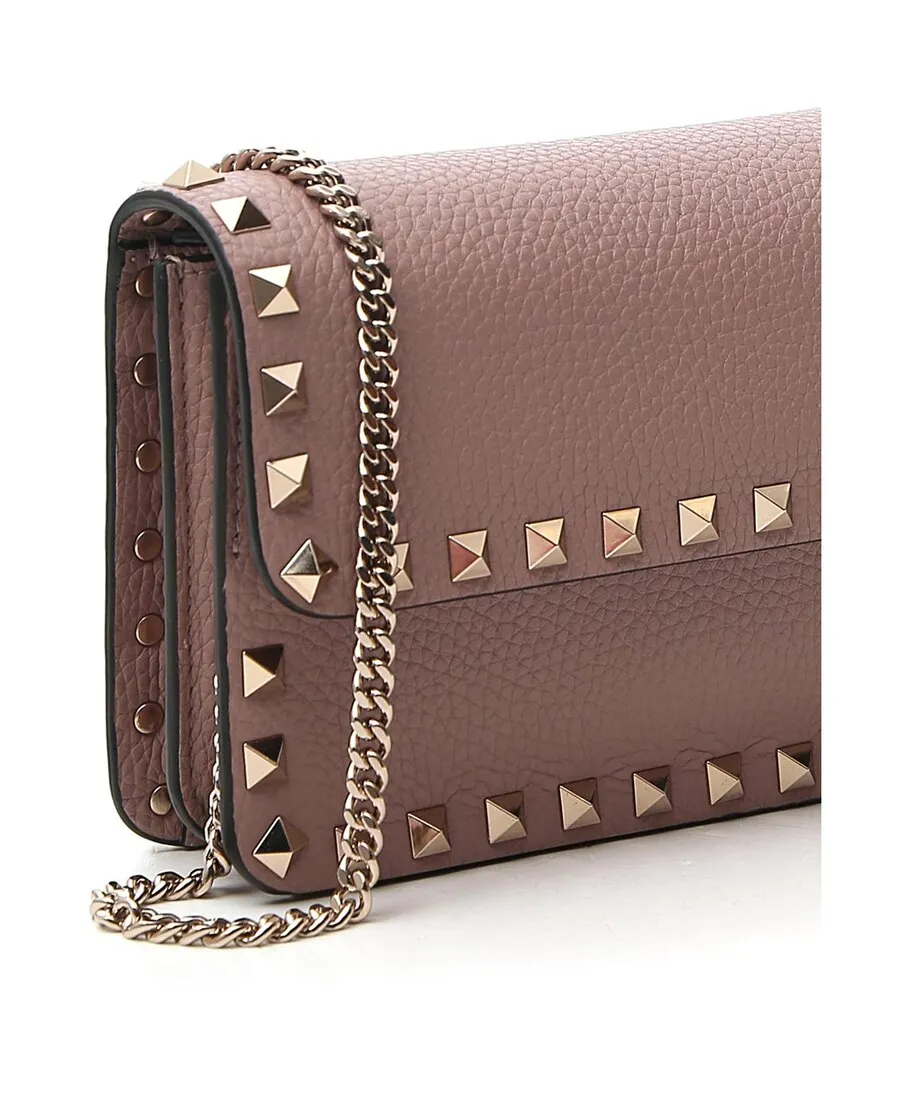 Valentino Garavani Rockstud Foldover Top Clutch Bag