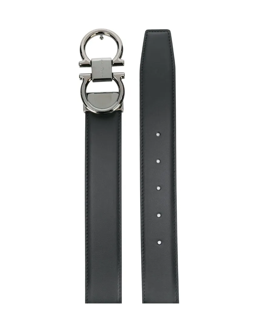 Black And Brown Gancini Buckle Double-Sided Belt
