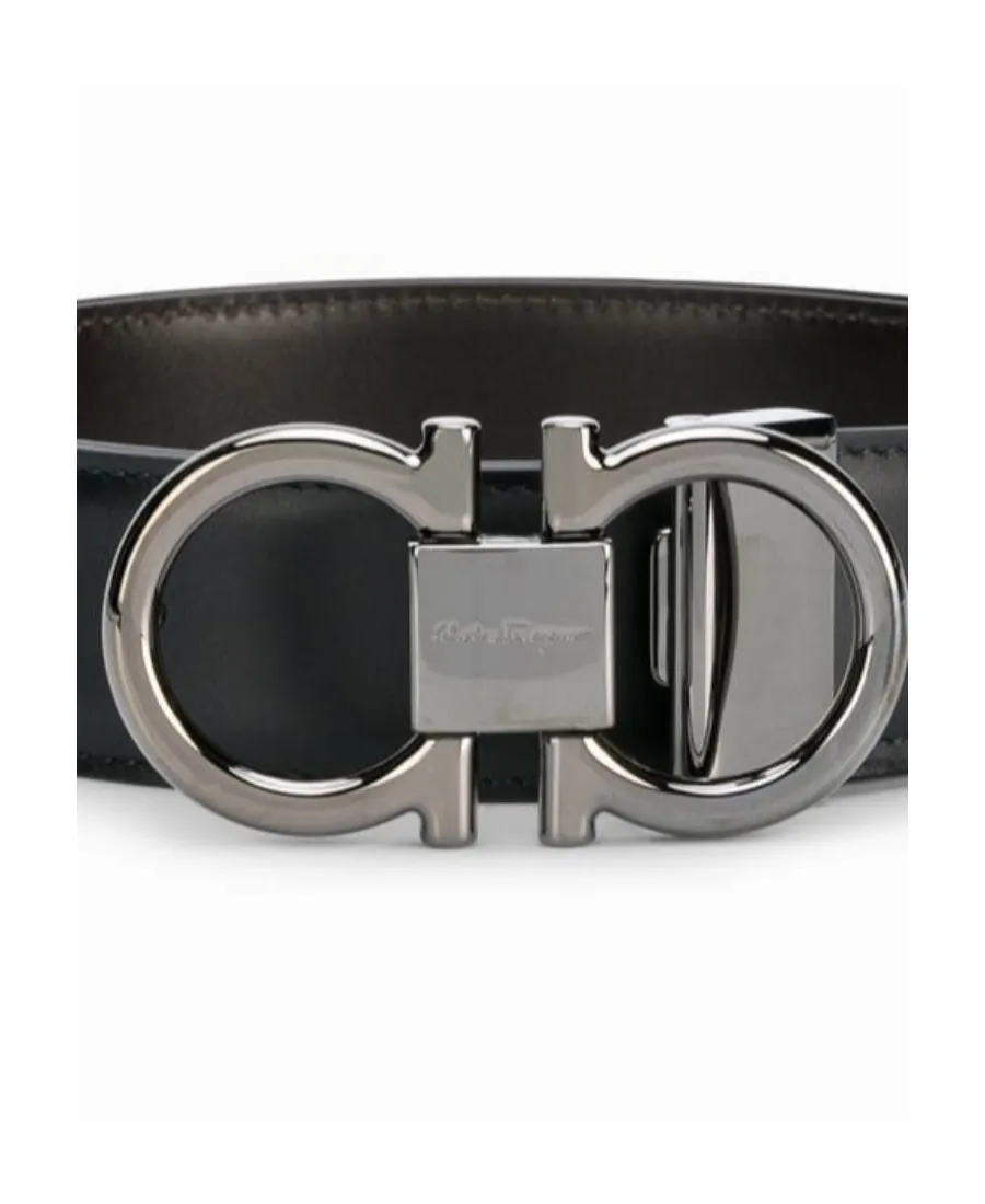 Black And Brown Gancini Buckle Double-Sided Belt