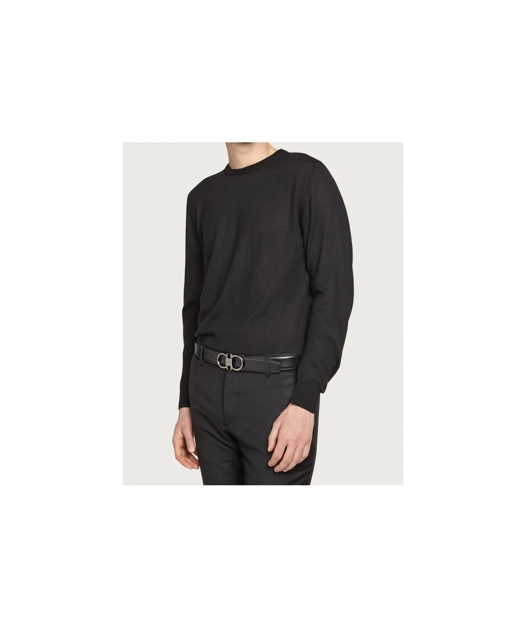 Black And Brown Gancini Buckle Double-Sided Belt
