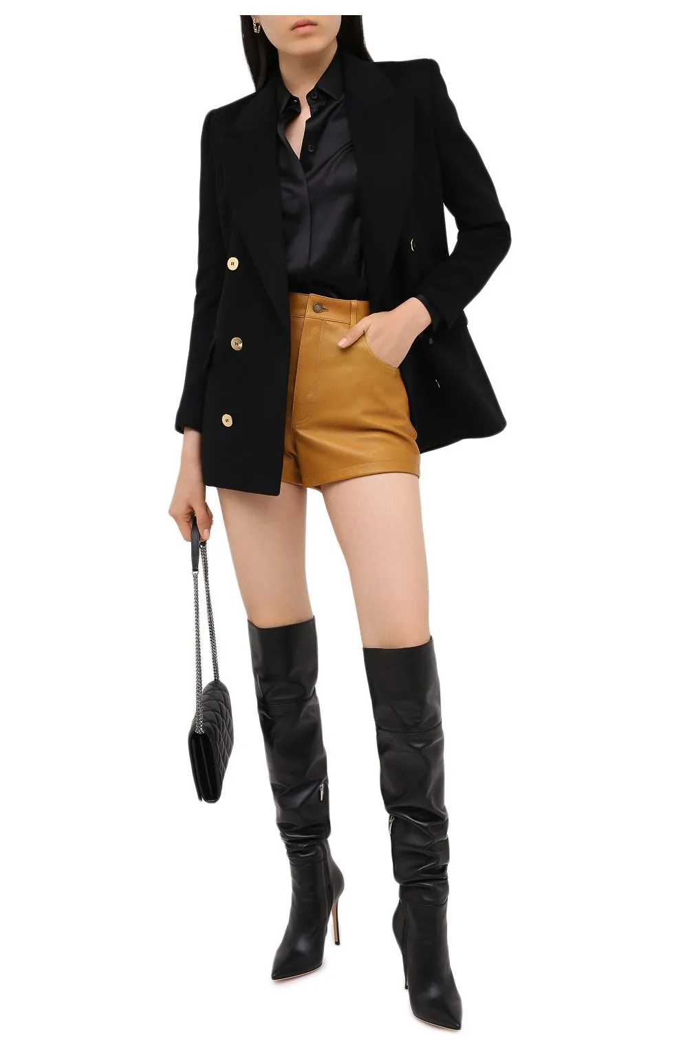 Saint Laurent High-Waisted Leather Shorts