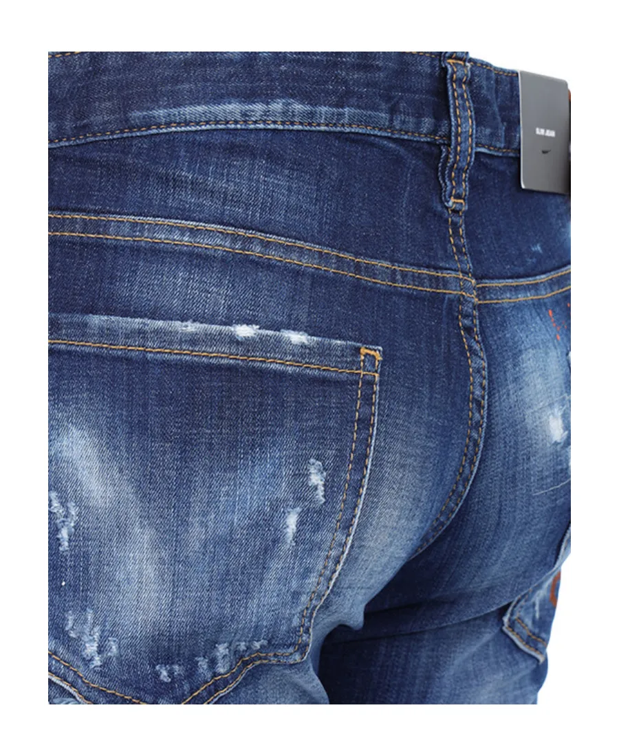 Distressed Detail Painted Effect Jeans
