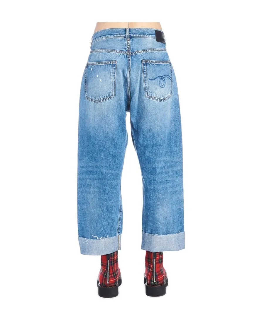 Crossed Asymmetrical High-Waist Straight Jeans