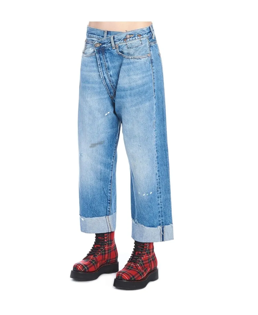 Crossed Asymmetrical High-Waist Straight Jeans