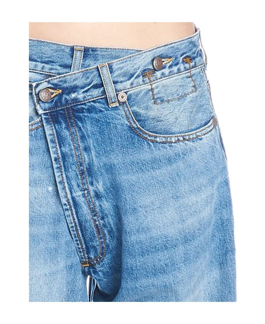 Crossed Asymmetrical High-Waist Straight Jeans