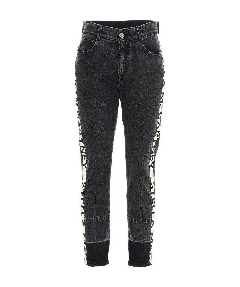 Logo-Stripe Cropped Jeans