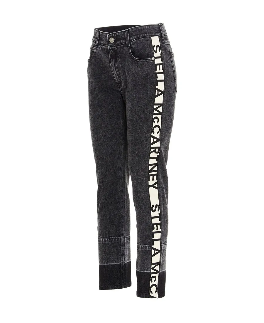 Logo-Stripe Cropped Jeans