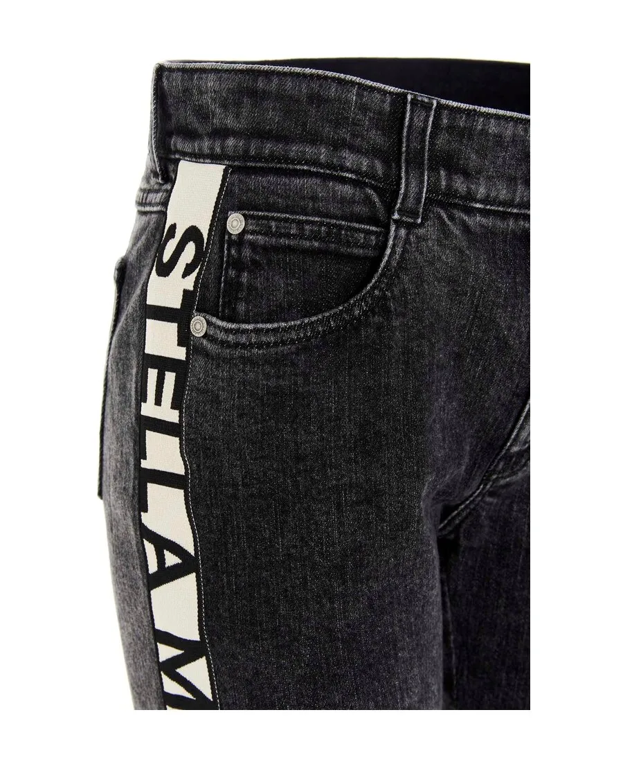 Logo-Stripe Cropped Jeans