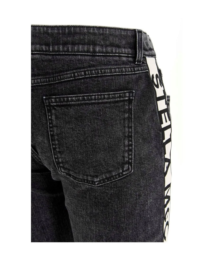 Logo-Stripe Cropped Jeans