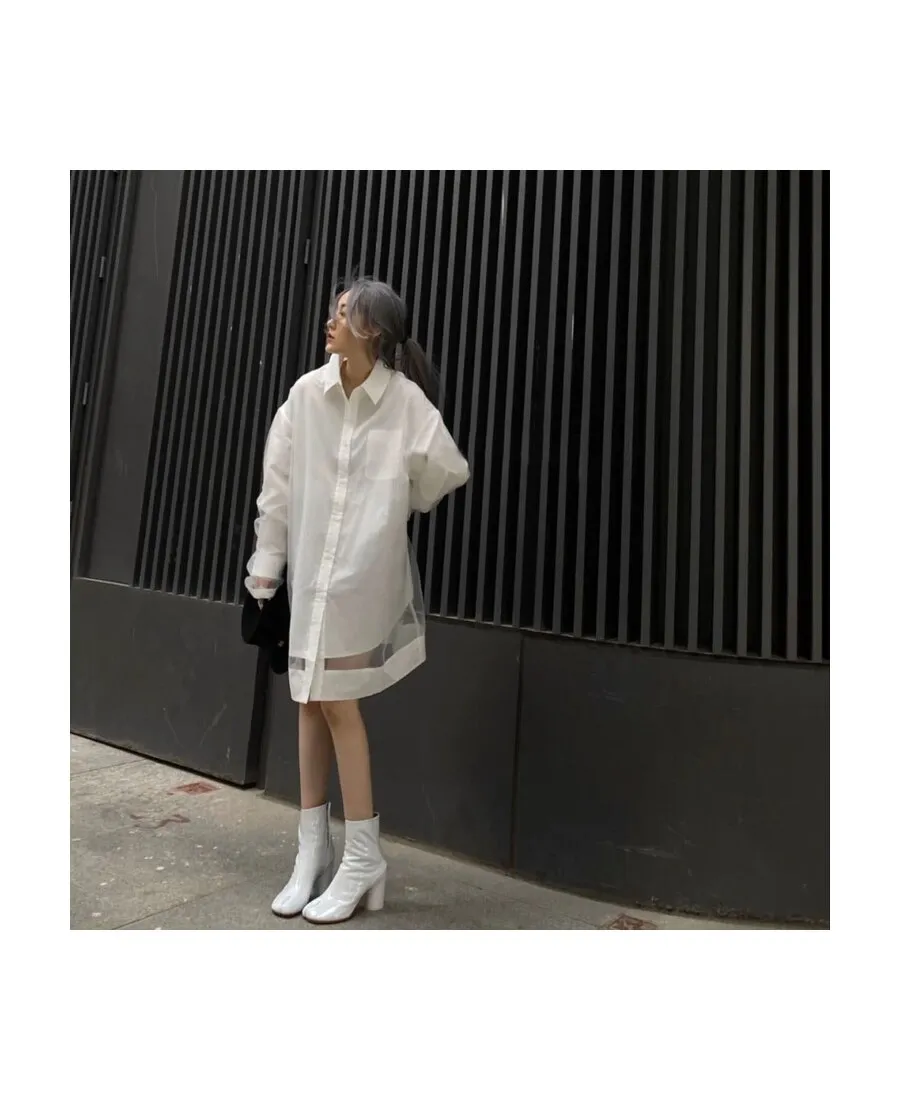 Maison Margiela Sheer Overlay Shirt Dress