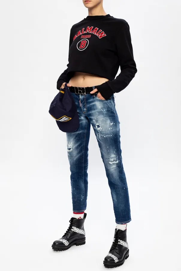 Ripped Detailing Cropped Jeans