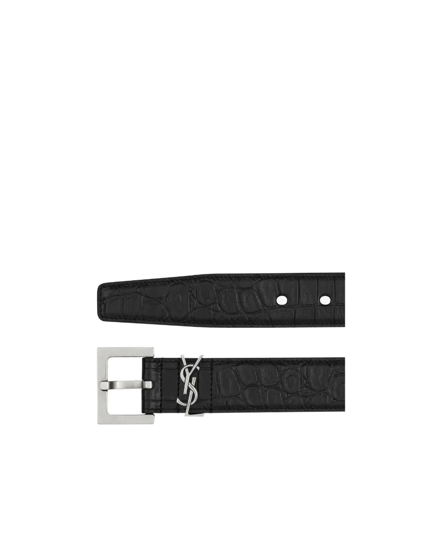 Saint Laurent Logo Plaque Embossed Belt