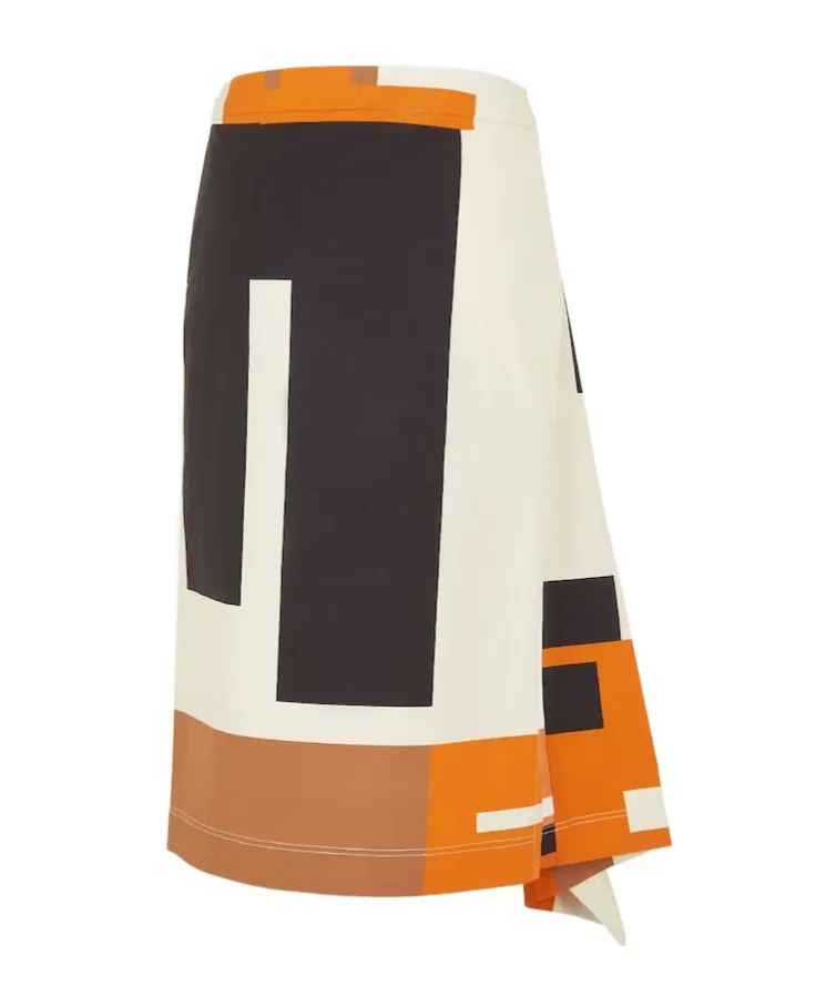 Fendi Asymmetric Hem Draped Midi Skirt