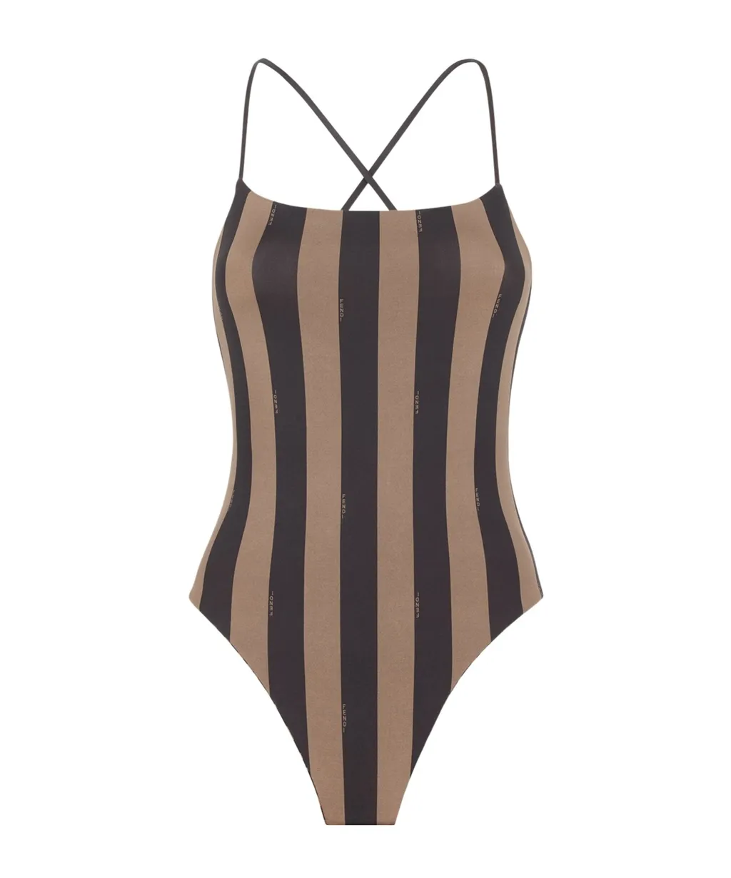 Fendi Pequin Striped One Piece Swimsuit