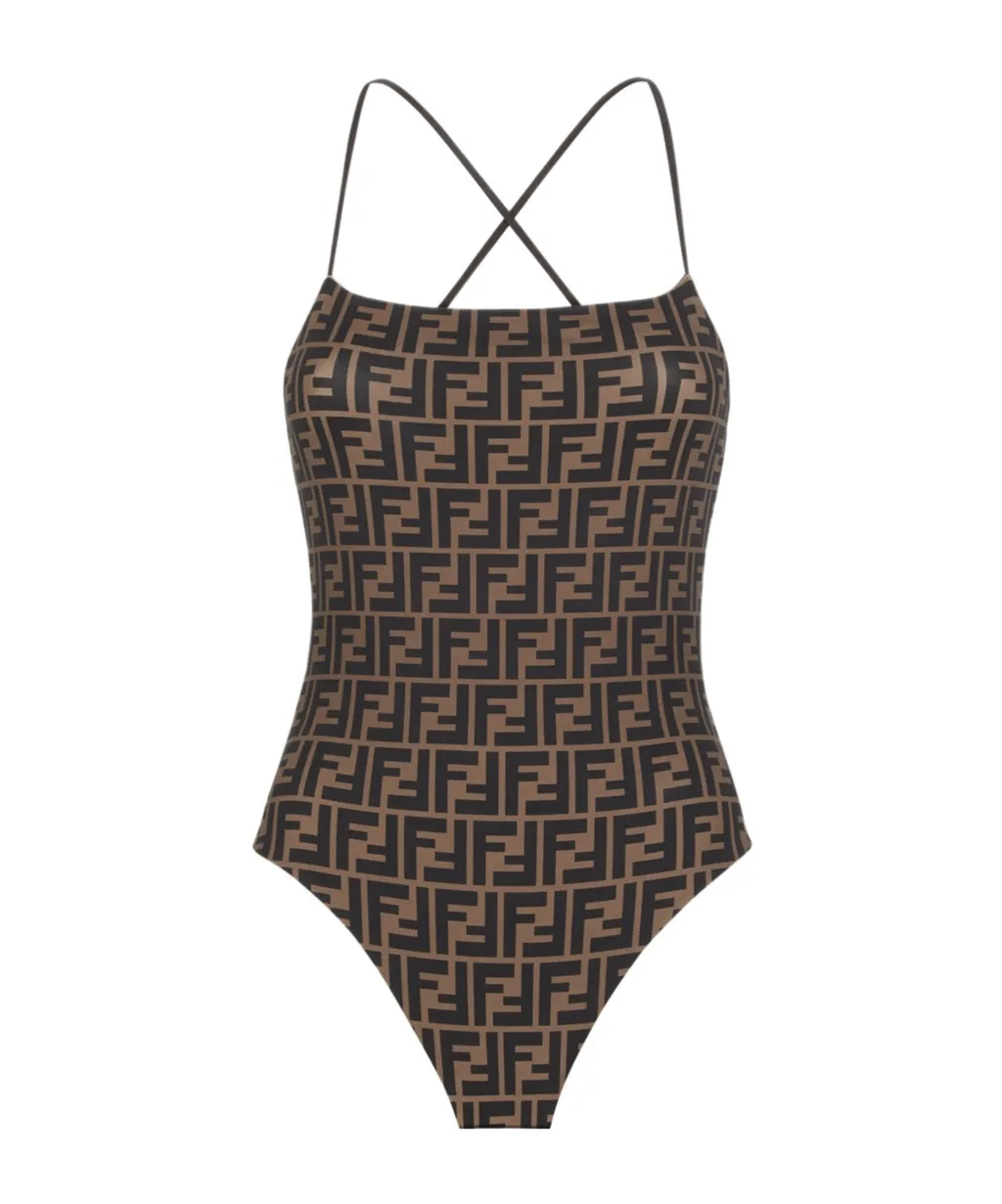 Fendi Pequin Striped One Piece Swimsuit