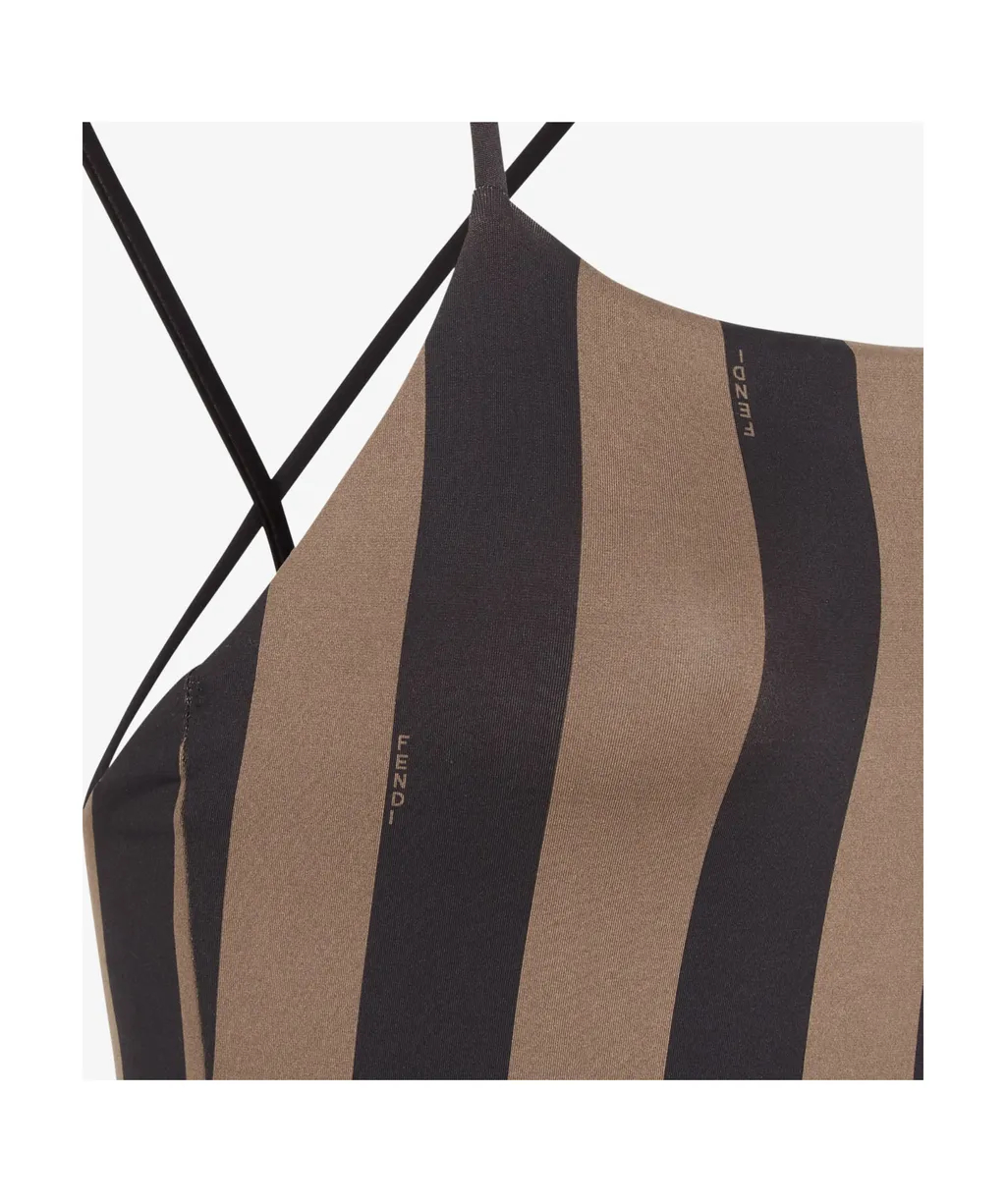 Fendi Pequin Striped One Piece Swimsuit