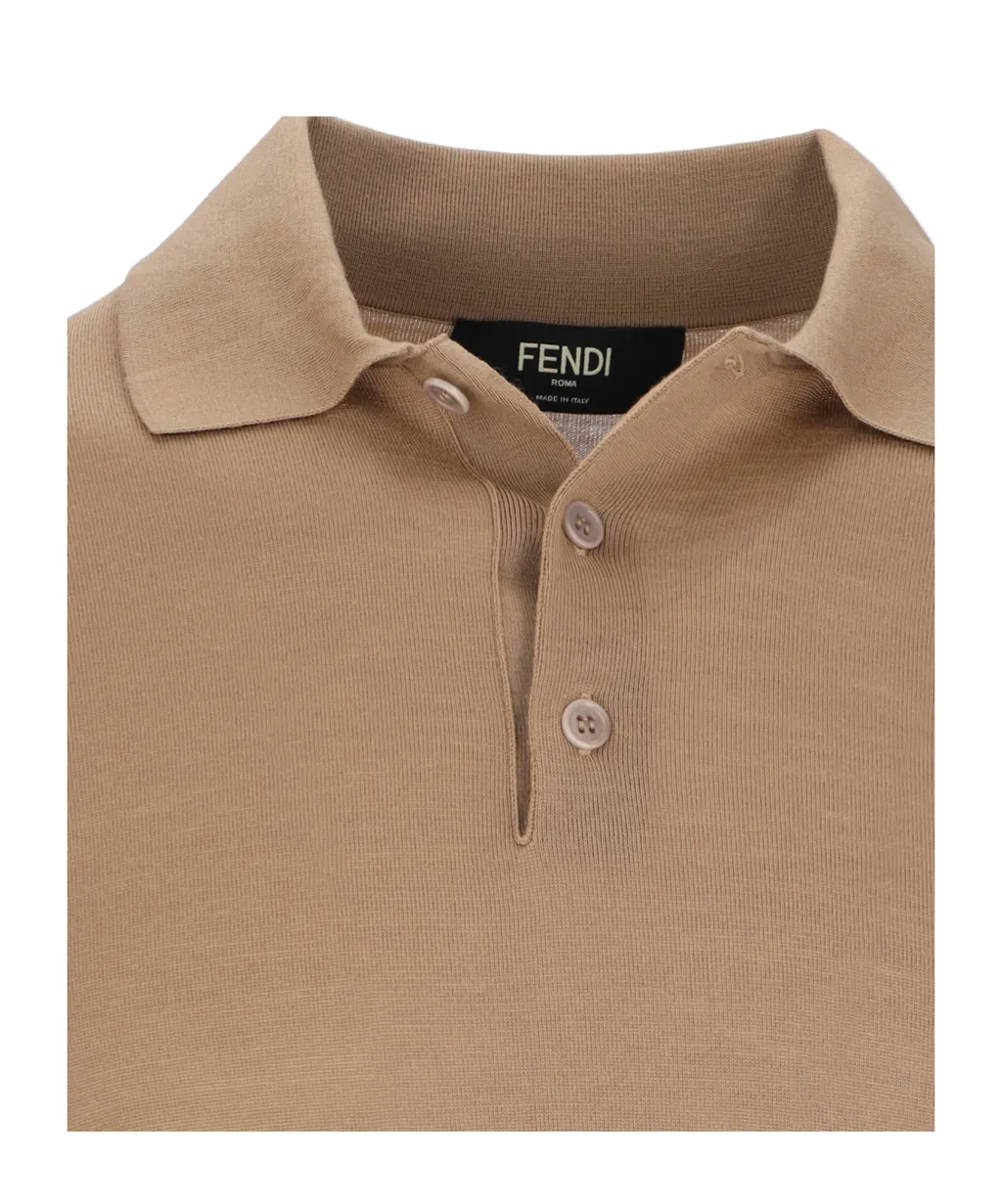 Fendi Ff Embossed Short Sleeved Polo Shirt