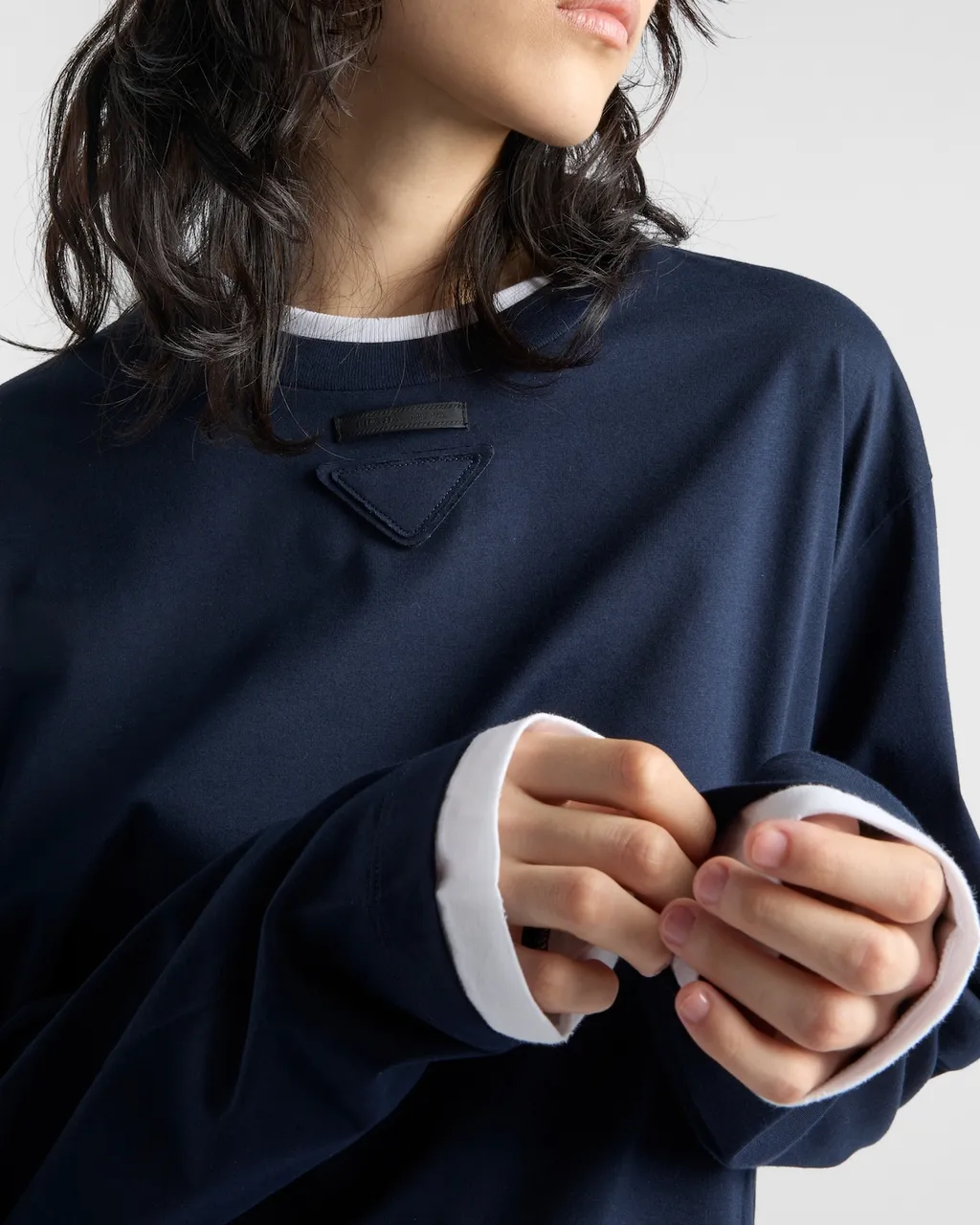 Prada Long-Sleeved Layered Cropped Top