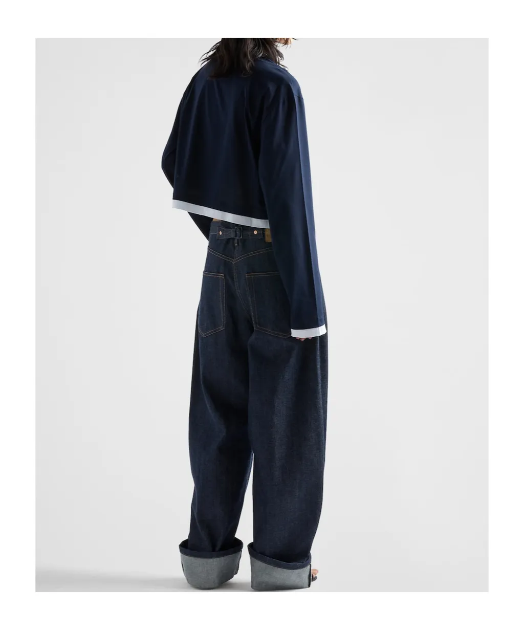 Prada Long-Sleeved Layered Cropped Top