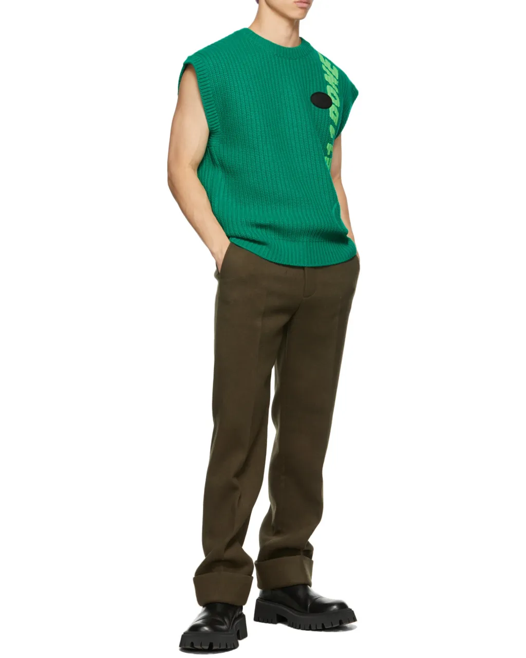 Ribbed Logo-Knit Sleeveless Vest