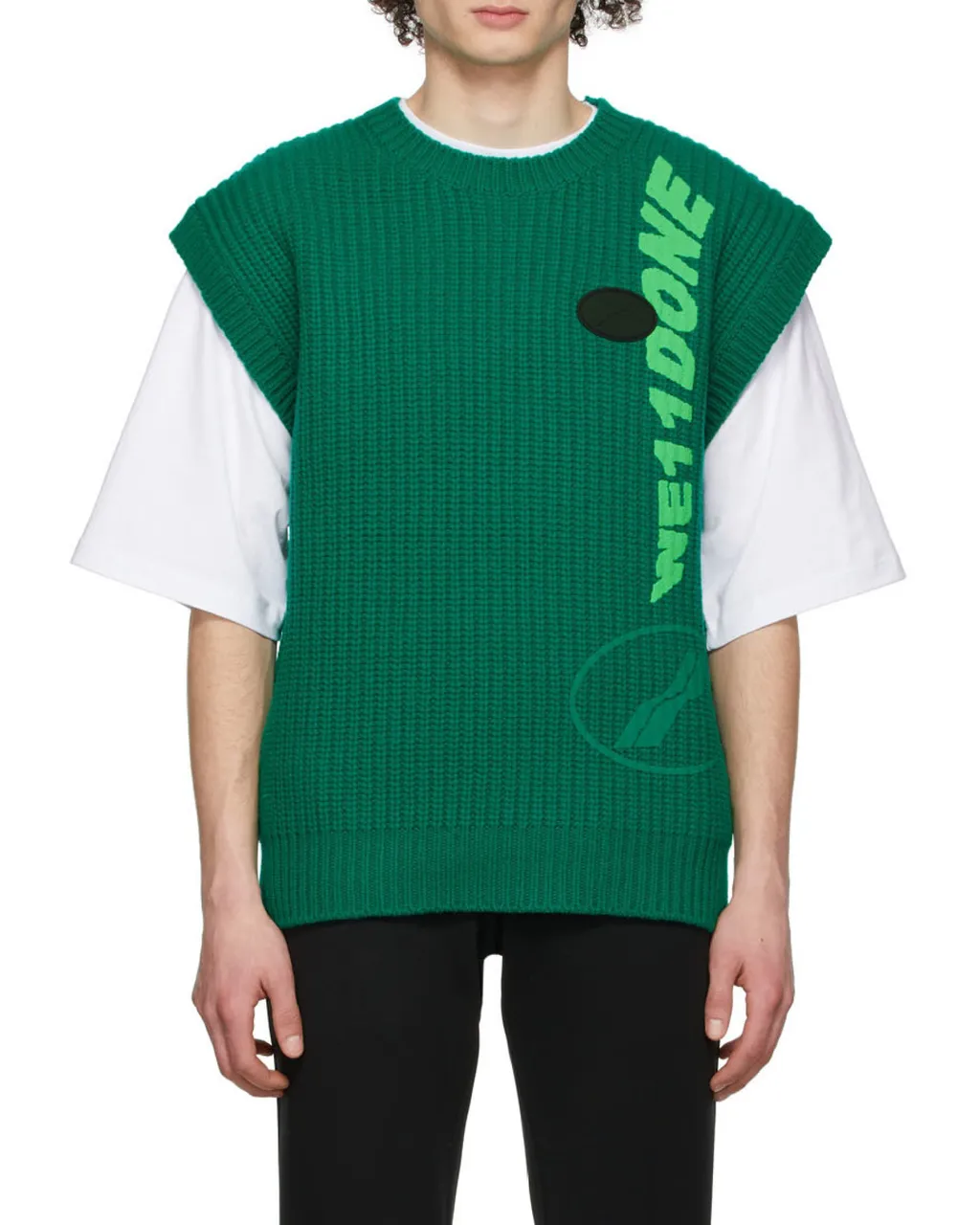 Ribbed Logo-Knit Sleeveless Vest