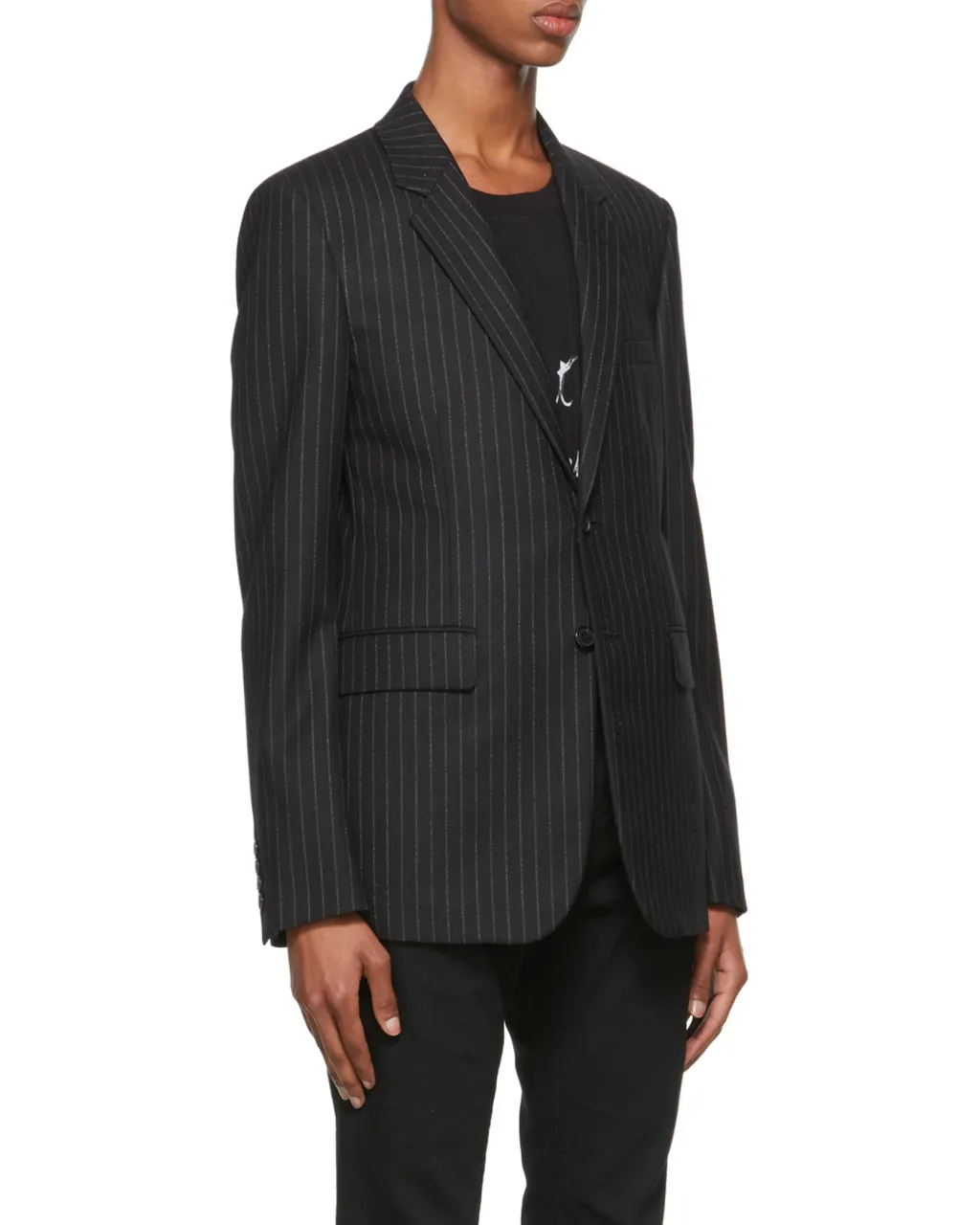 Pinstriped Buttoned Blazer