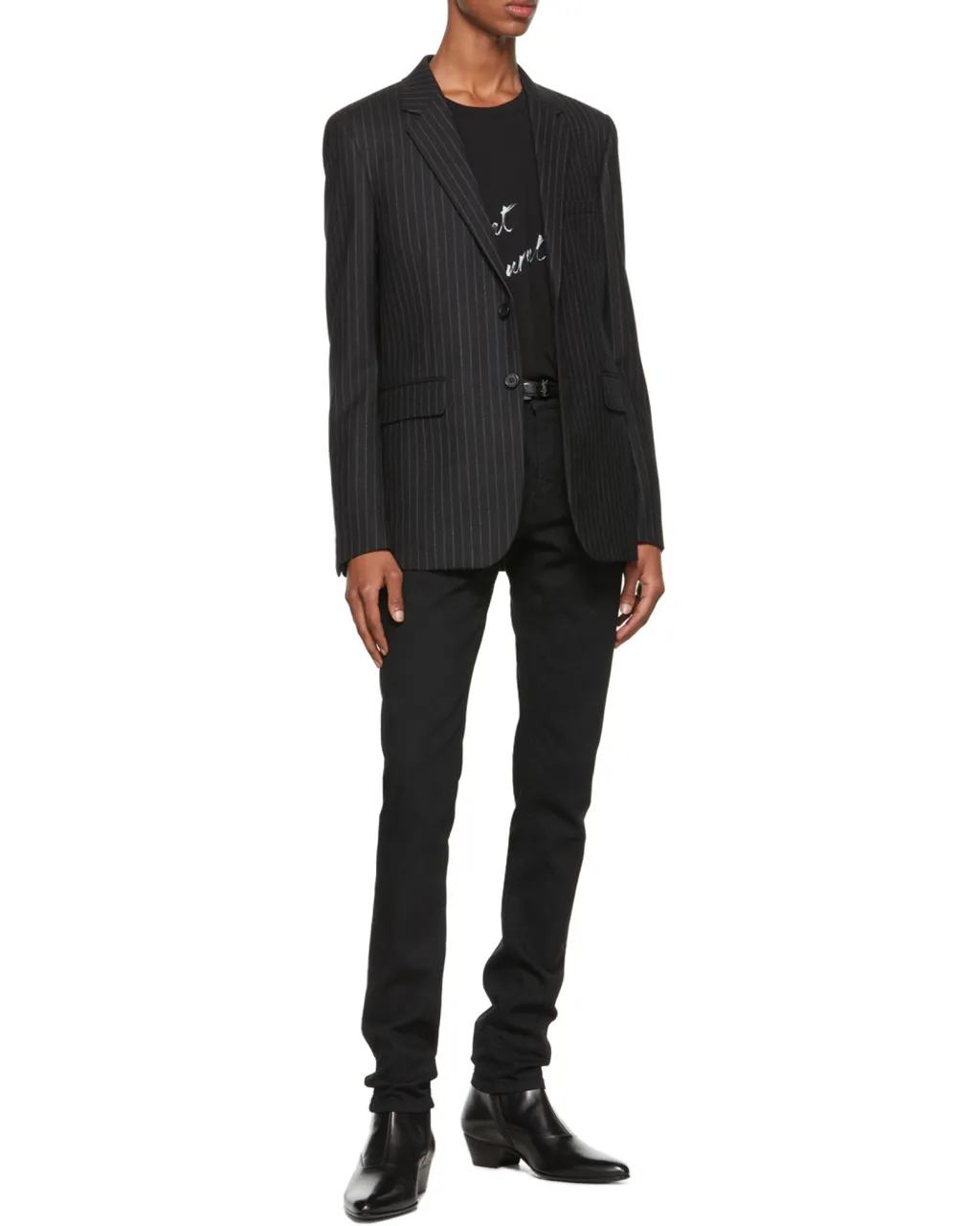 Pinstriped Buttoned Blazer