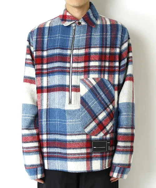 We11Done Front-Zip Checked Overshirt
