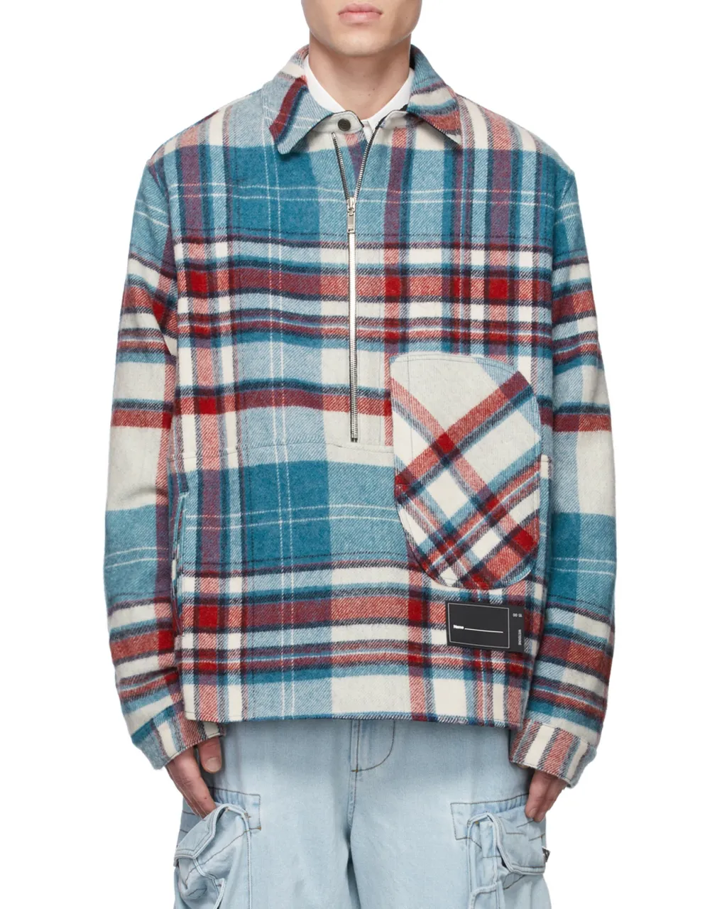 We11Done Front-Zip Checked Overshirt