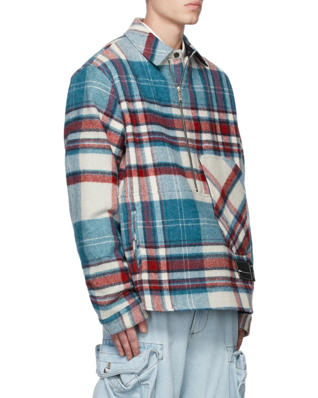 We11Done Front-Zip Checked Overshirt