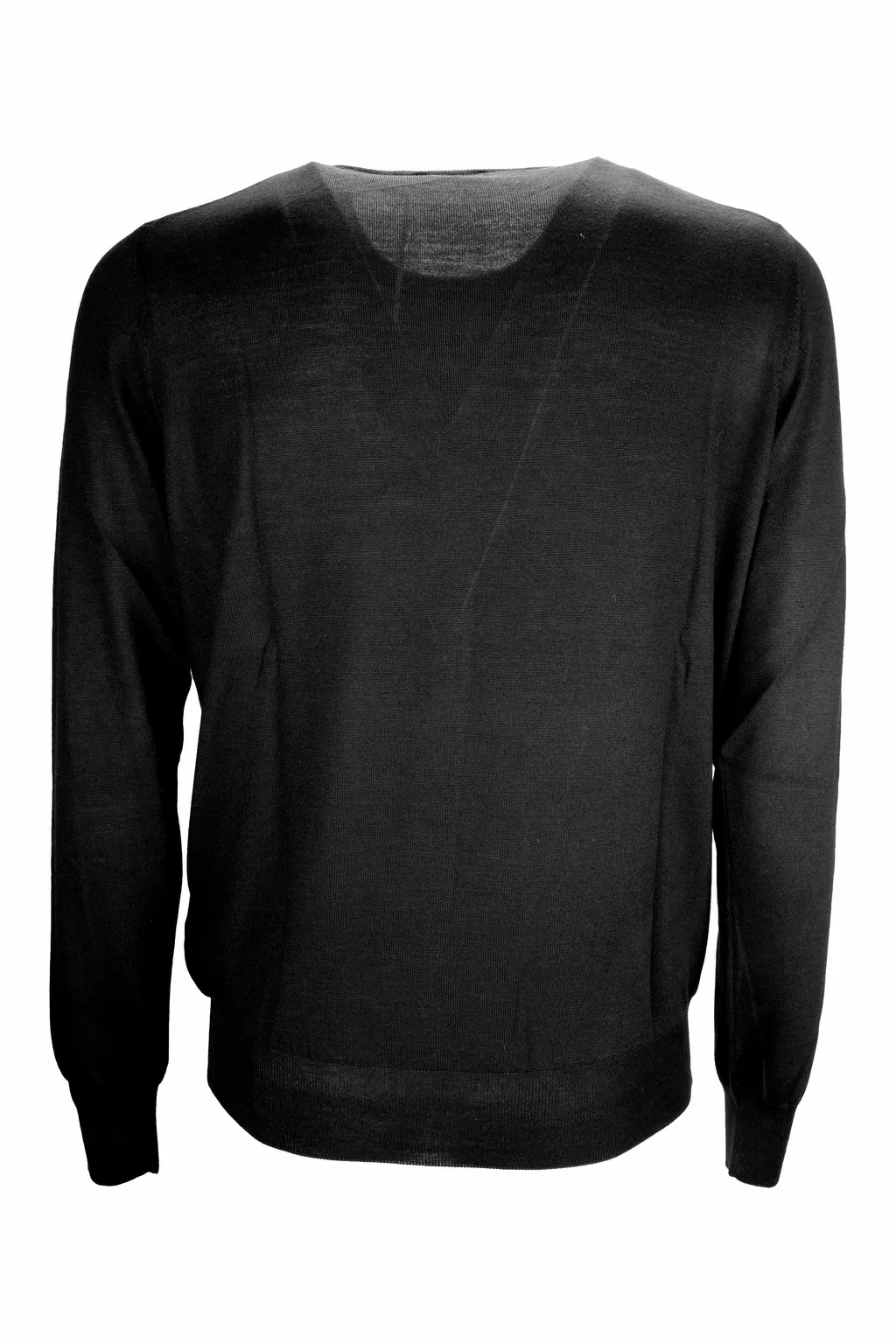 Black Light Round-Neck Wool Pullover