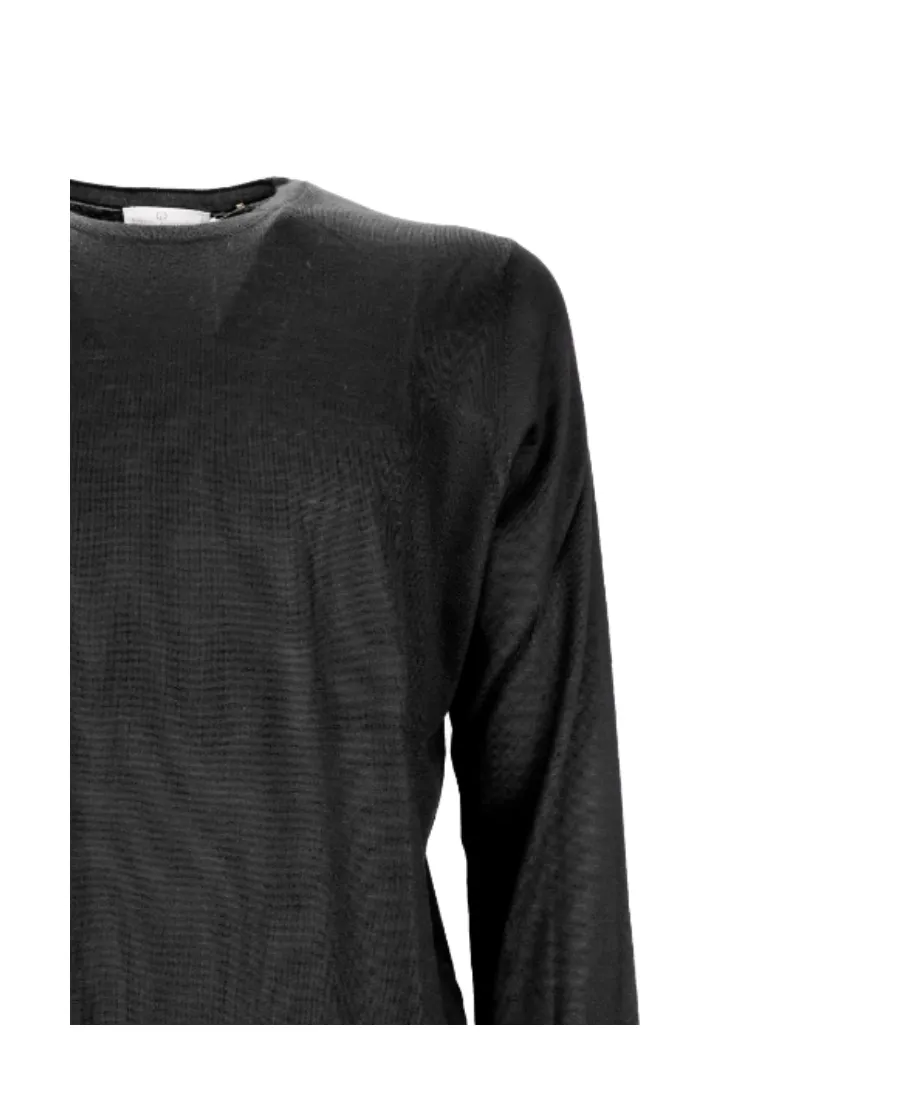 Black Light Round-Neck Wool Pullover