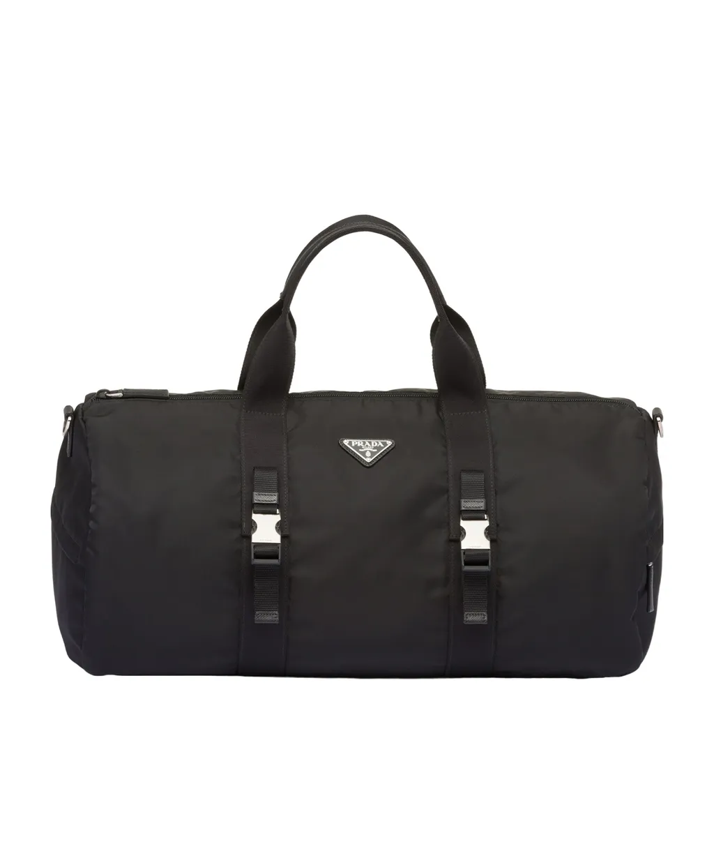 Prada Logo Plaque Zip-Up Duffle Bag
