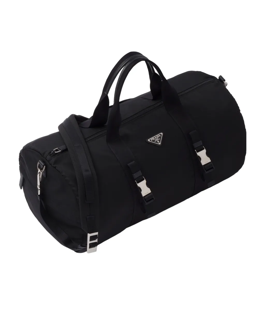 Prada Logo Plaque Zip-Up Duffle Bag