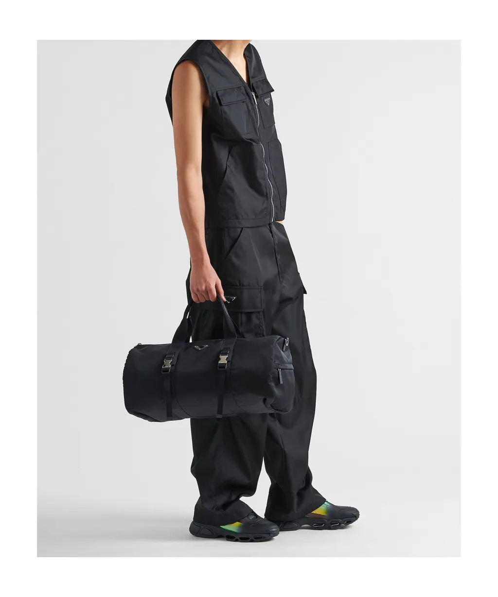Prada Logo Plaque Zip-Up Duffle Bag