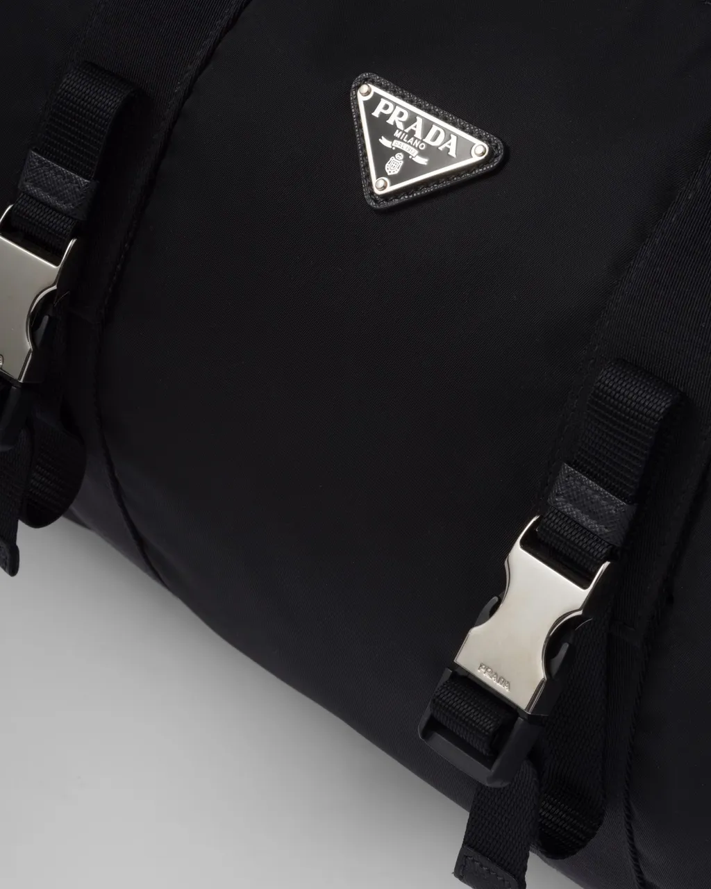 Prada Logo Plaque Zip-Up Duffle Bag
