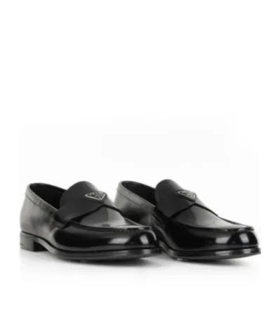 Prada Enamel-Triangle-Logo Slip-On Loafers