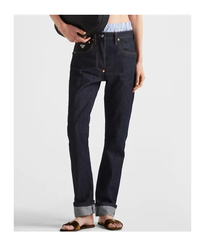 Prada Triangle-Logo Low-Waisted Jeans
