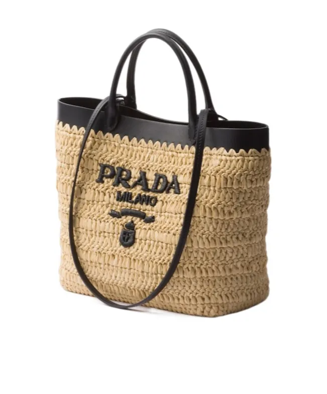 Prada Open-Top Woven Tote Bag