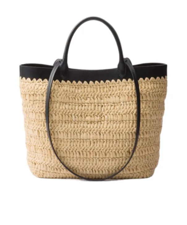 Prada Open-Top Woven Tote Bag