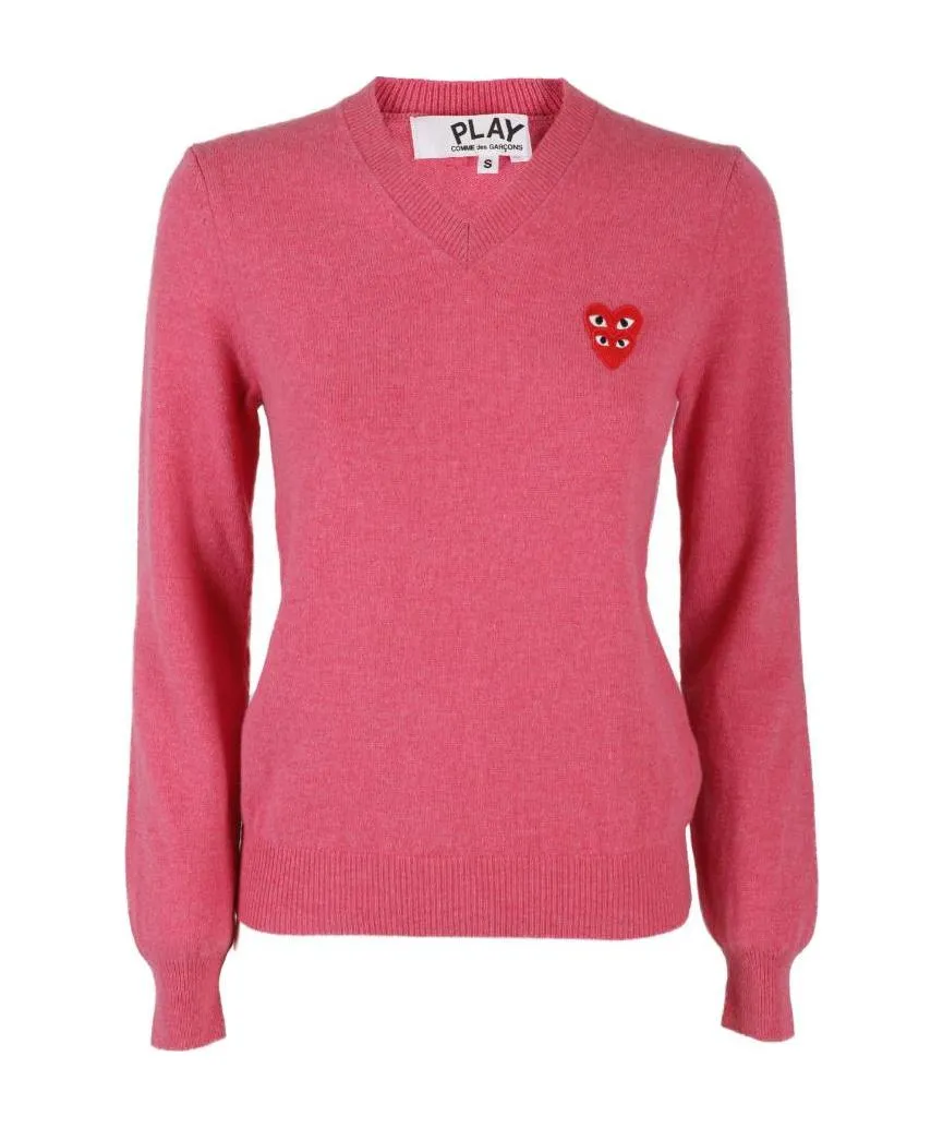 Comme Des GarÇOns Play V-Neck Knitted Jumper