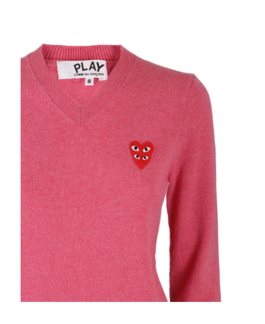 Comme Des GarÇOns Play V-Neck Knitted Jumper